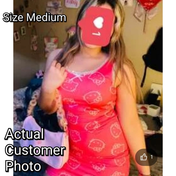 Hello Kitty Face Tank Mini Dress Hot Pink(Magenta) & White Size Sm&Med Avail - Picture 12 of 12